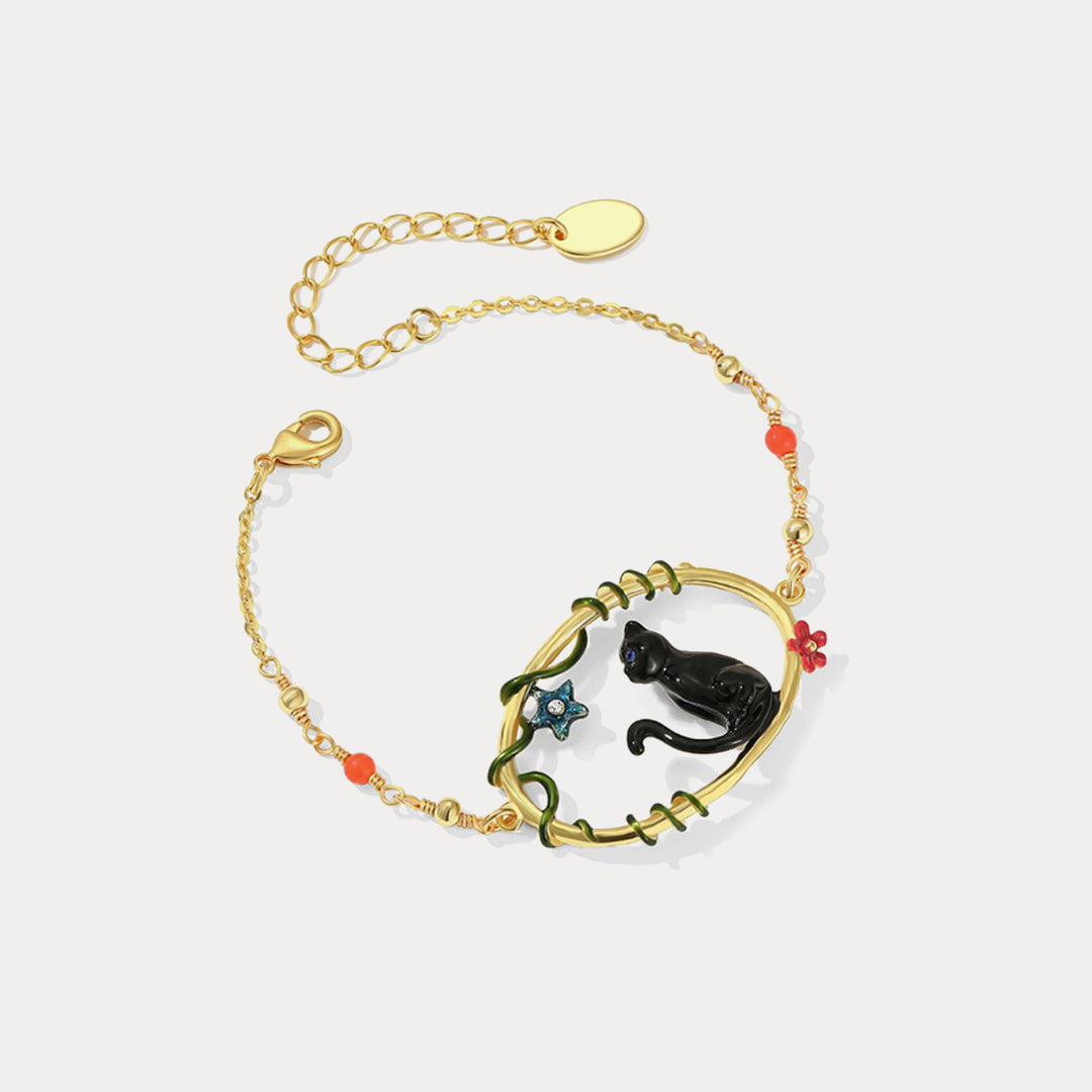 black cat hoop bracelet