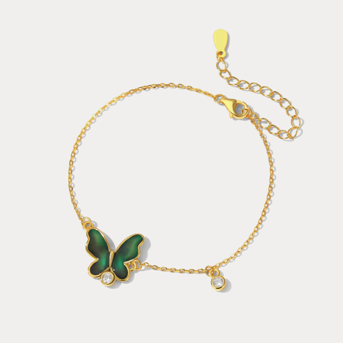 thermochromic green butterfly enamel bracelet