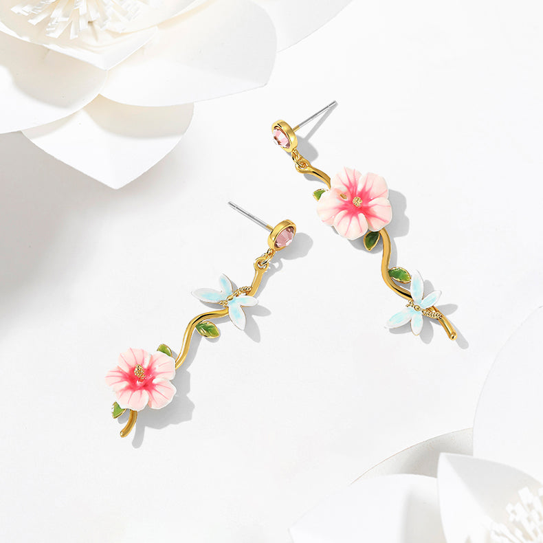 garden hibiscus earrings