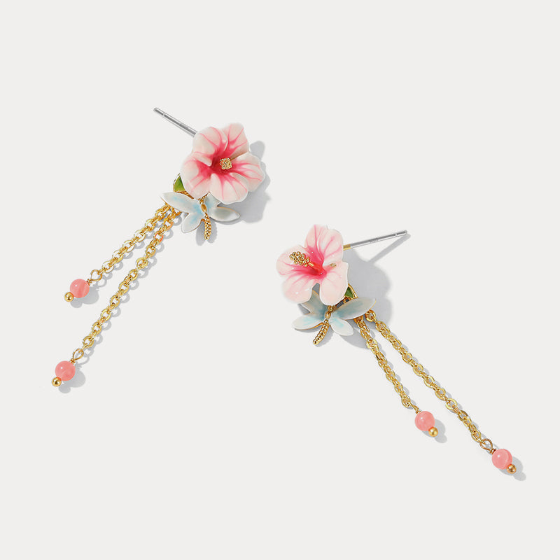 hibiscus butterfly earrings