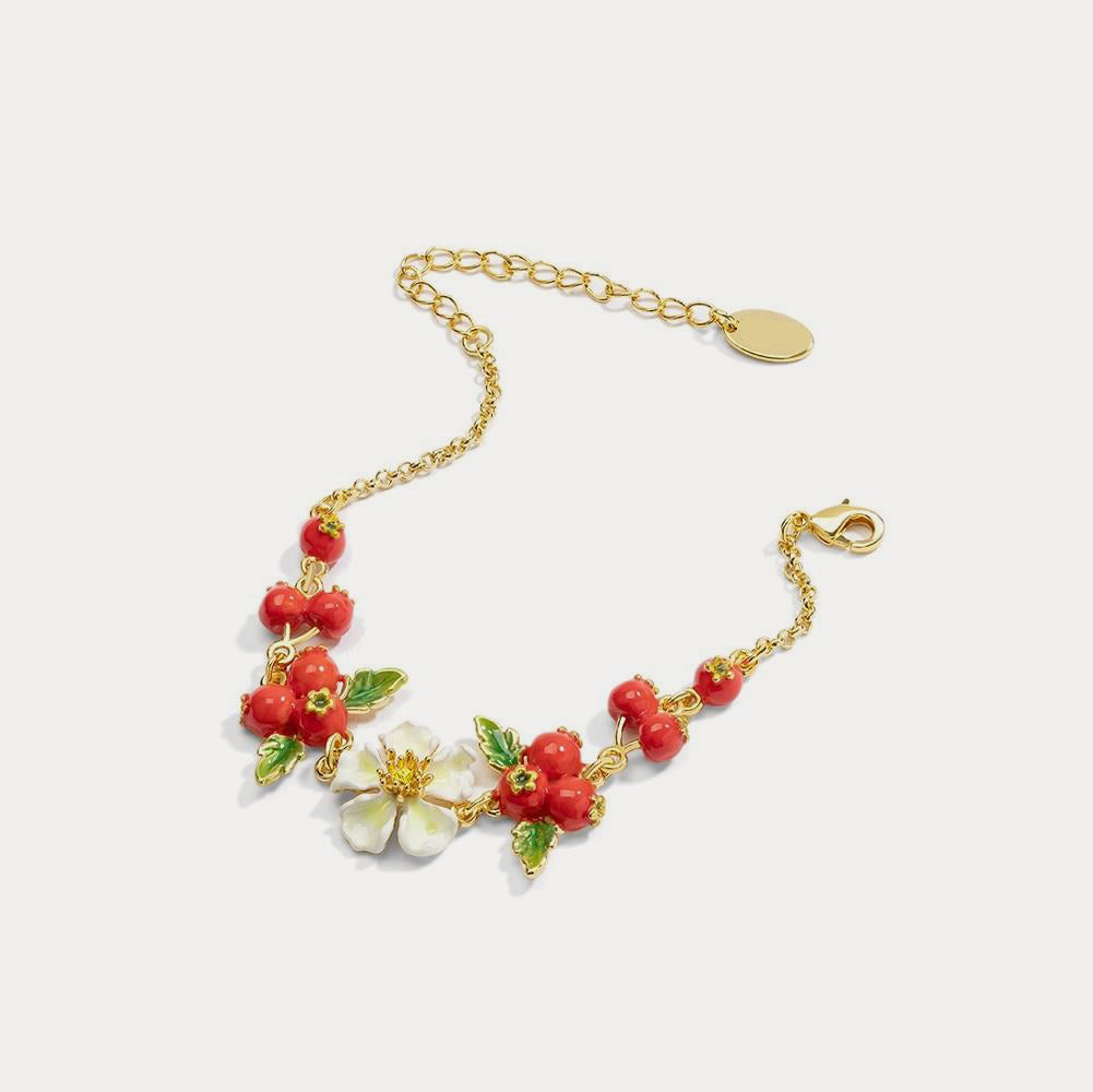 cranberry flowers chain bracelet