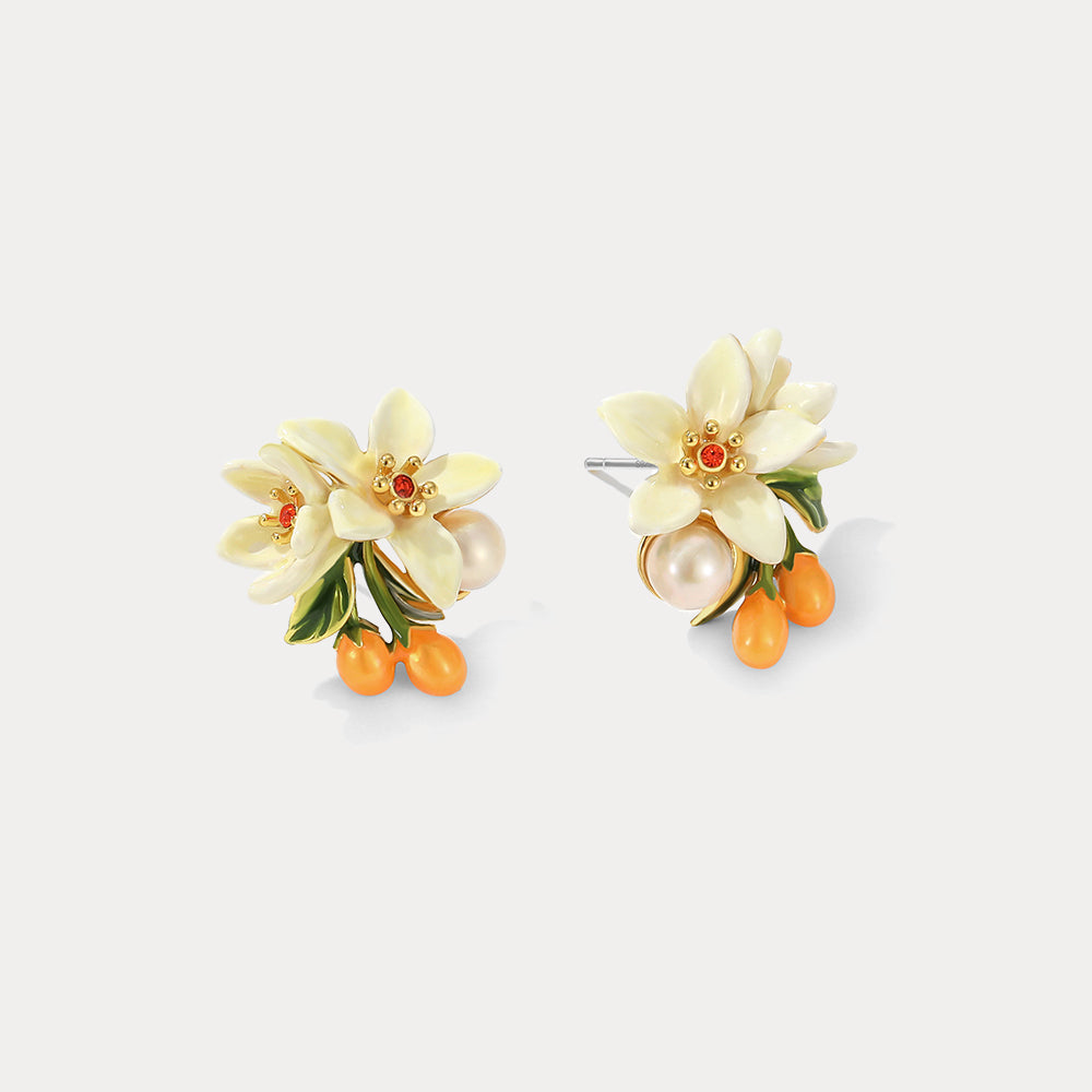 orange blossom pearl earrings