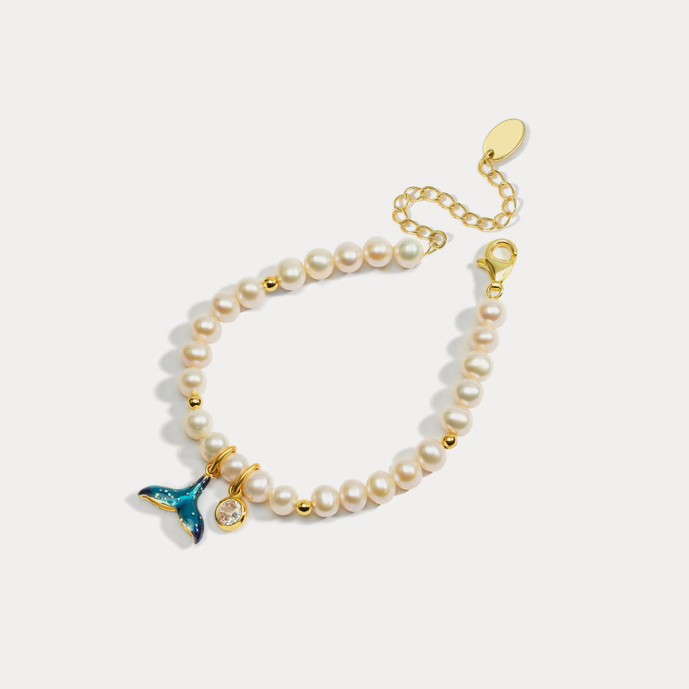 mermaid tail pearl diamond bracelet