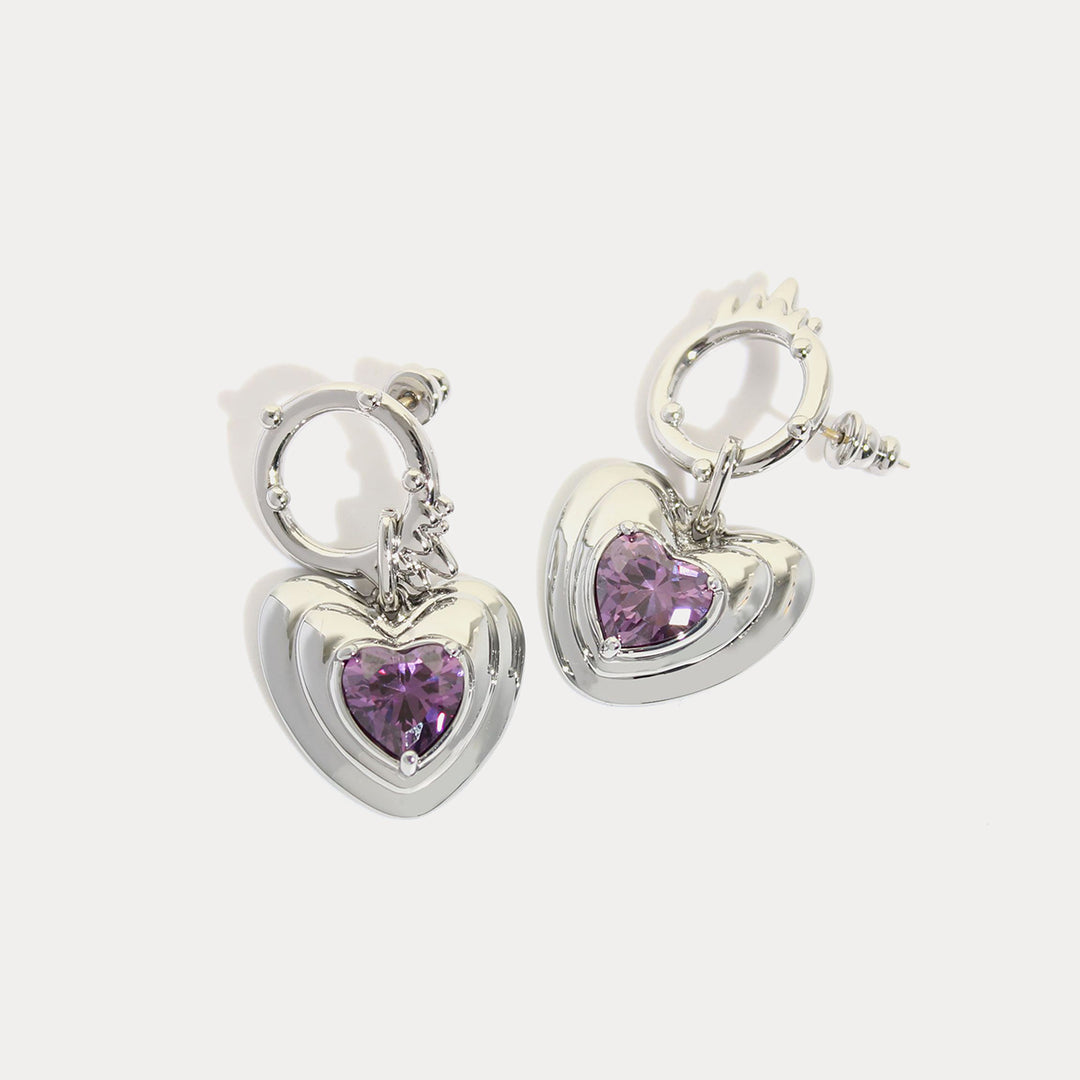 Selenichast love heart gem earrings