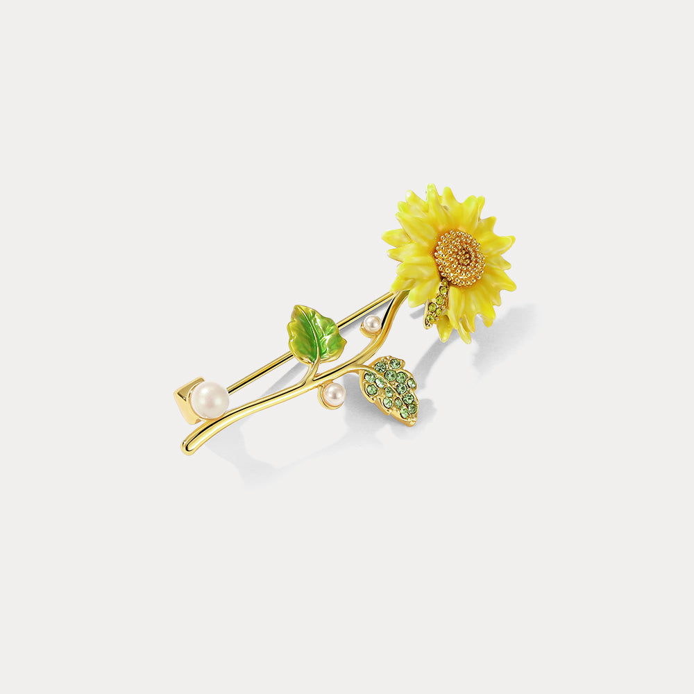 sunflower diamond brooch