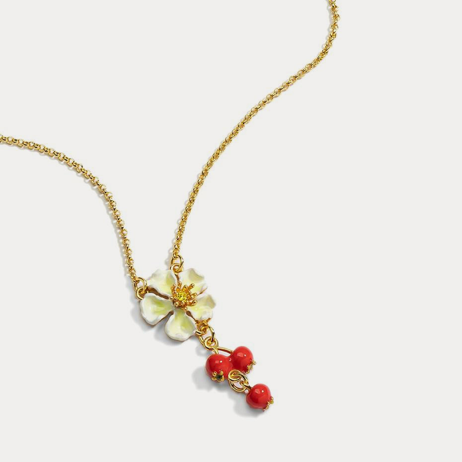 cranberry flowers chain necklace