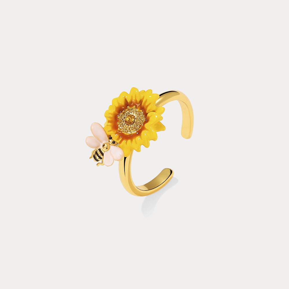 Selenichast Sunflower & Bee Ring