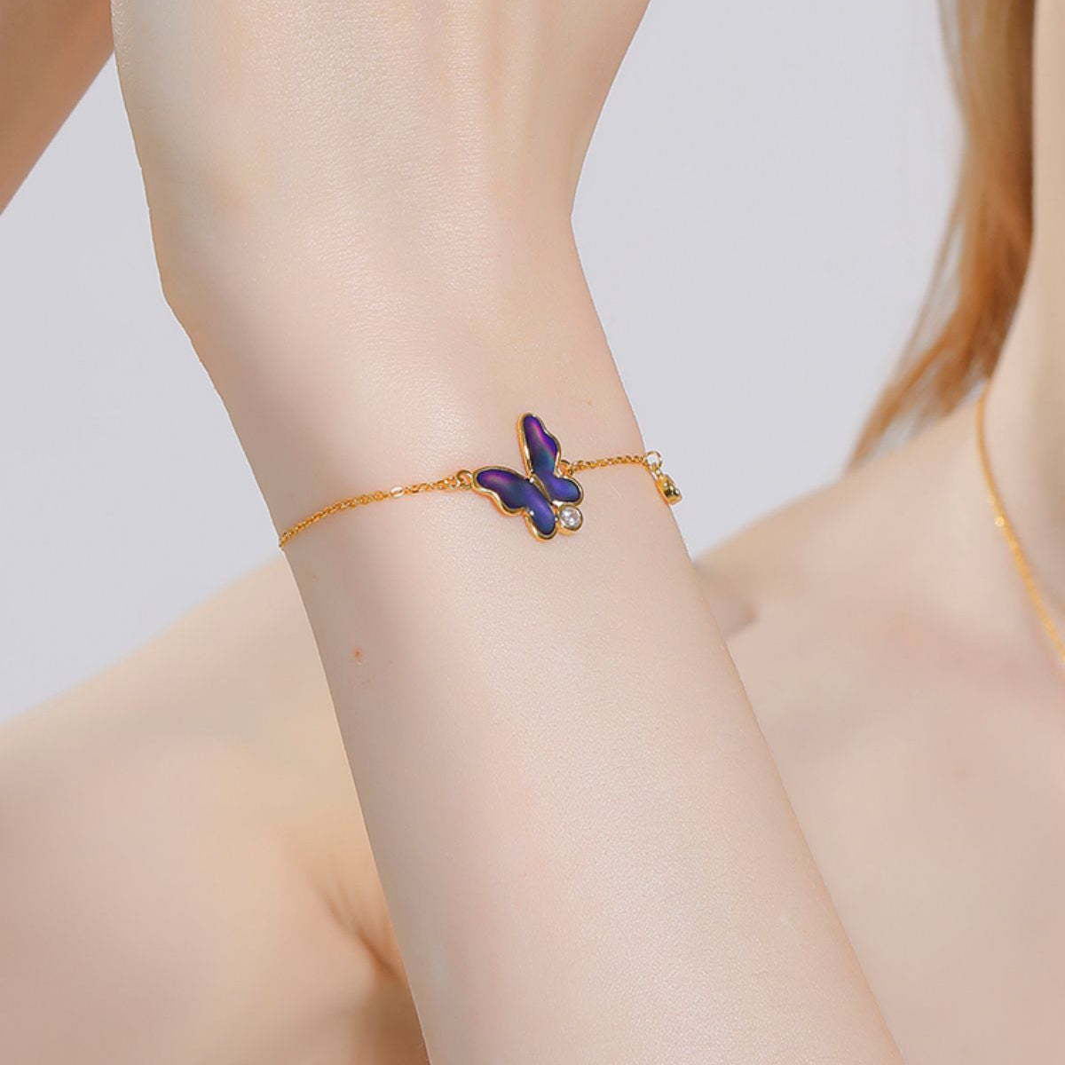 thermochromic butterfly enamel thin bracelet