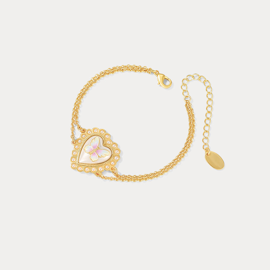 Gold Butterfly Heart Bracelet