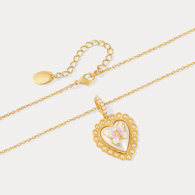 Butterfly Heart Necklace Fine Jewelry For Influencer