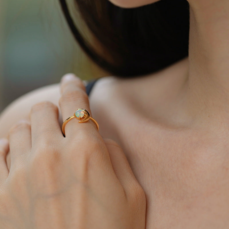Gold Moon Star Opal Ring
