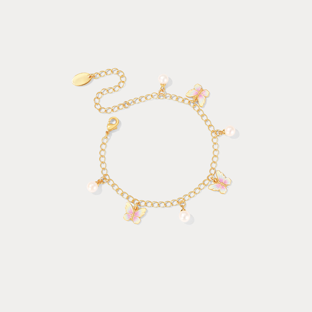 Gold Butterfly Enamel Bracelet