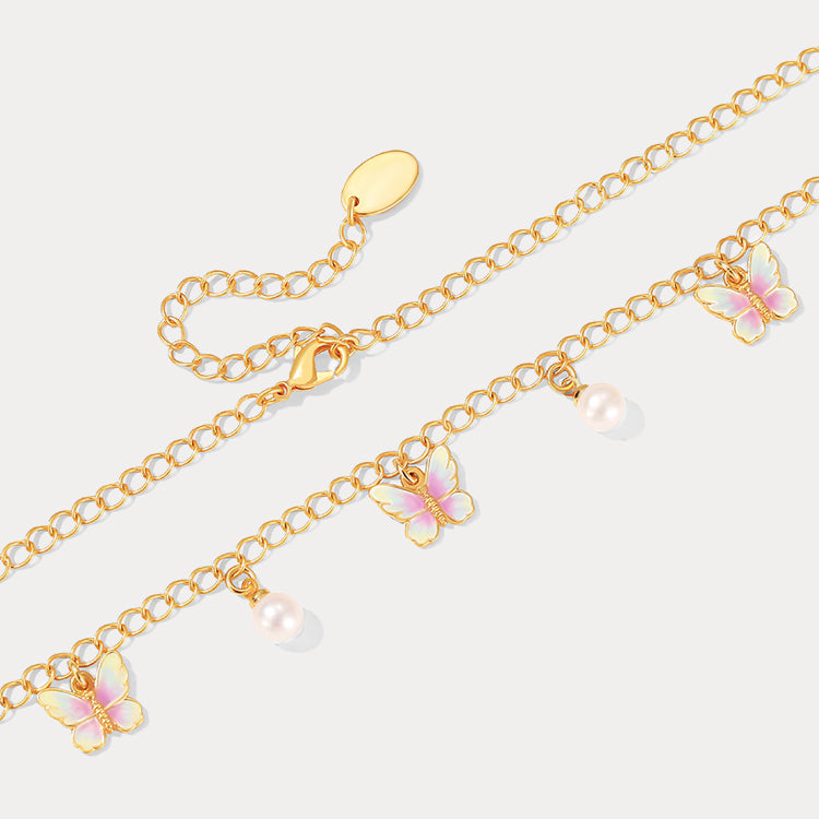 Butterfly Gold Enamel Necklace