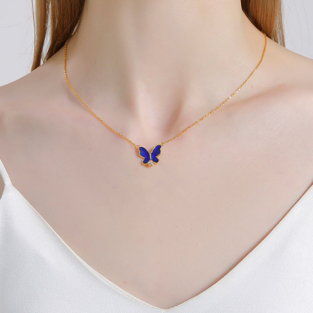thermochromic butterfly enamel necklace for gift