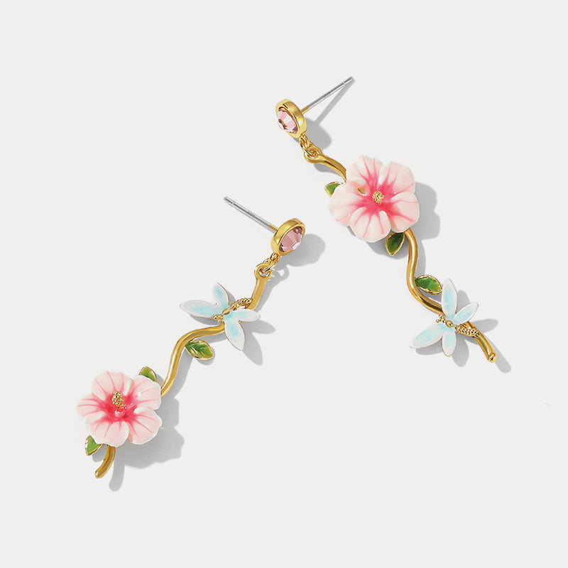 hibiscus brass earrings