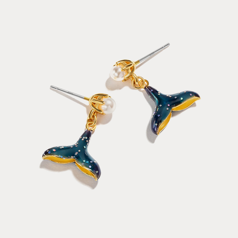 mermaid tail pearl earrings