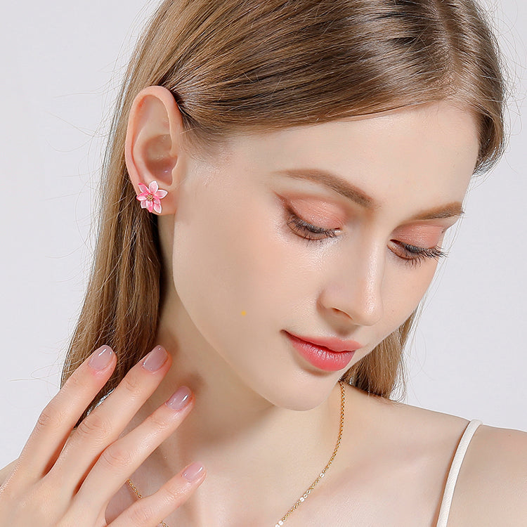 magnolia flower stud earrings