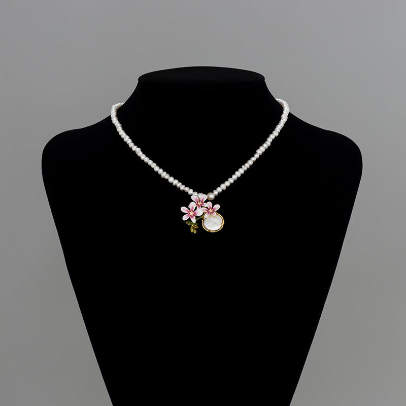 Selenichast pear flower enamel necklace