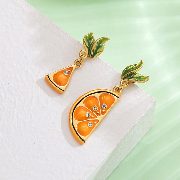 orange slices diamond earrings