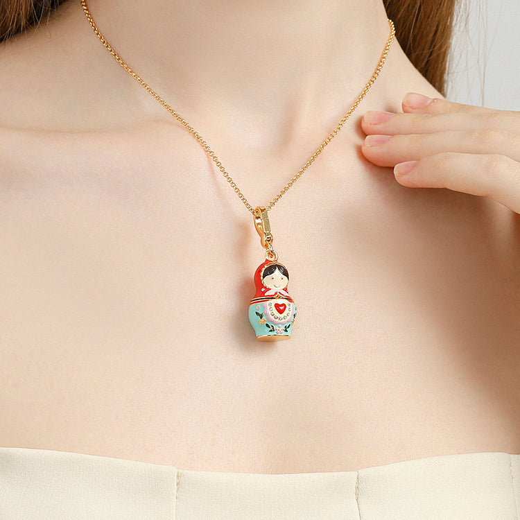 Matryoshka Locket Gold Necklace