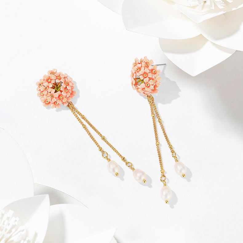 Pink Verbena Pearl Earrings
