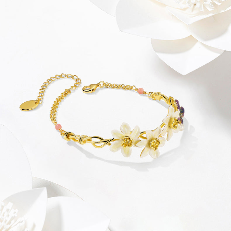 Daffodils & Butterfly Nature Bracelet