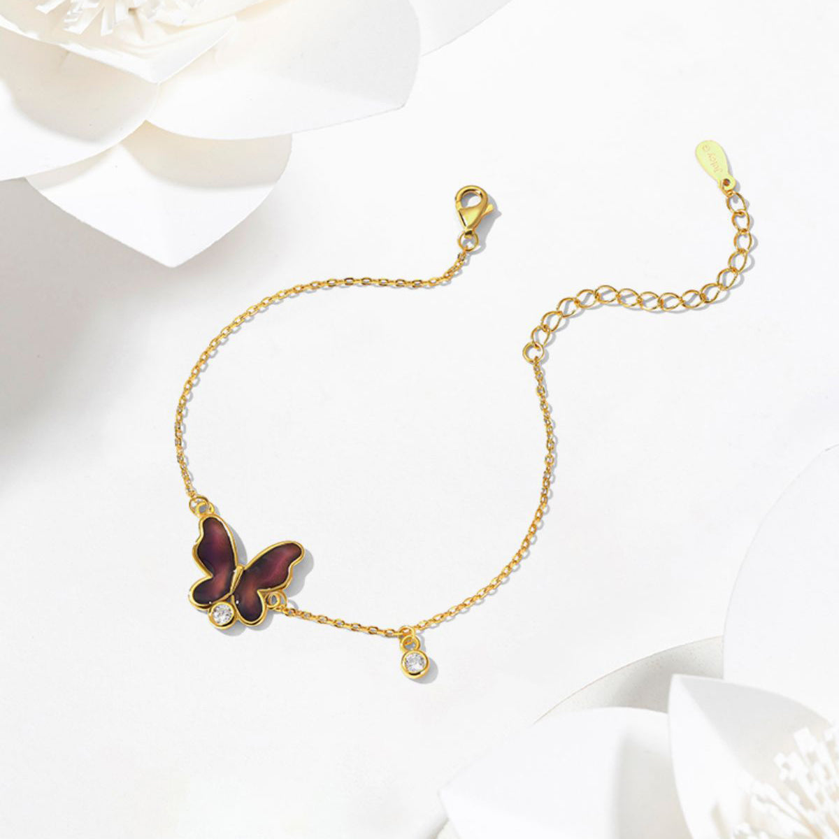 thermochromic butterfly enamel chain bracelet
