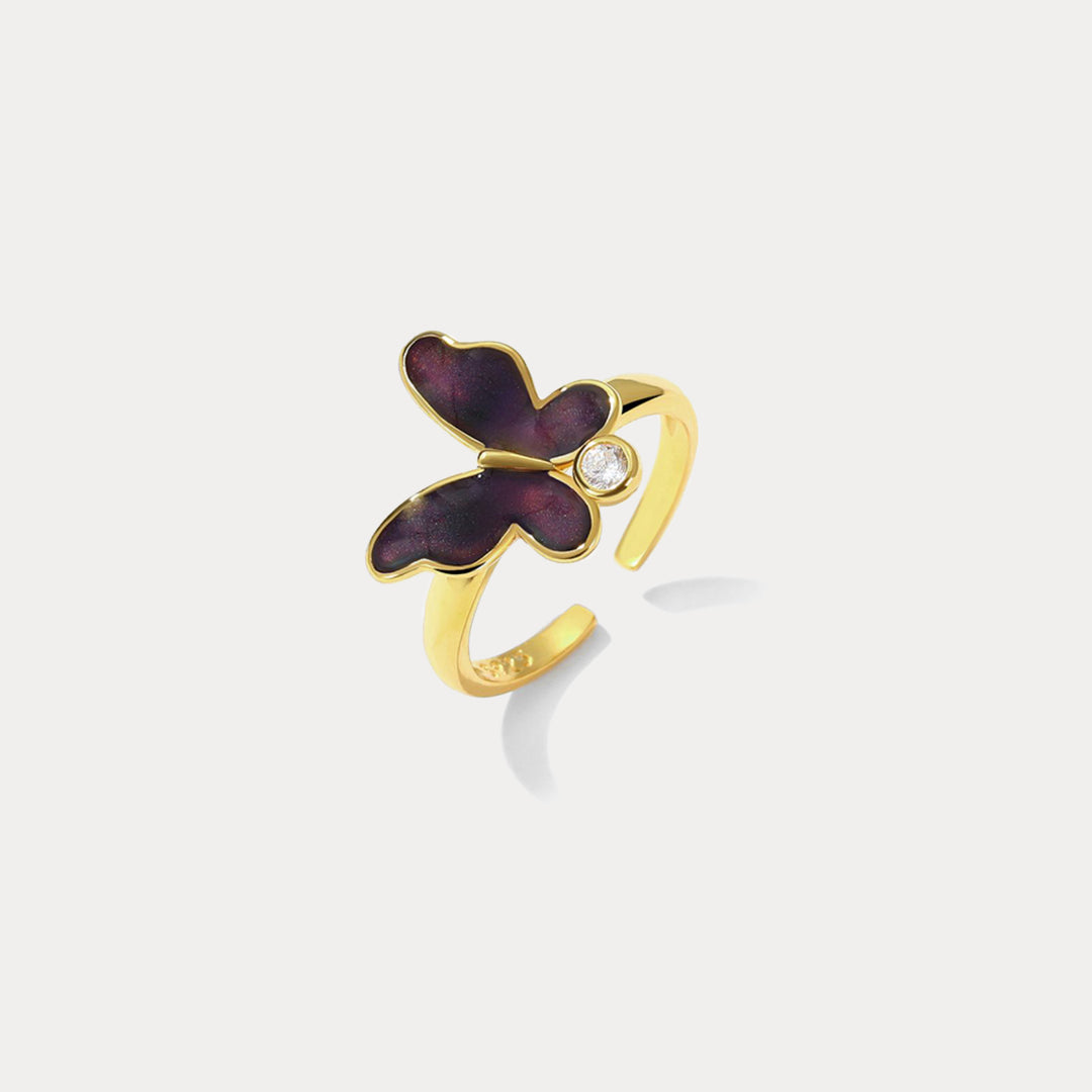 Selenichast thermochromic butterfly enamel ring