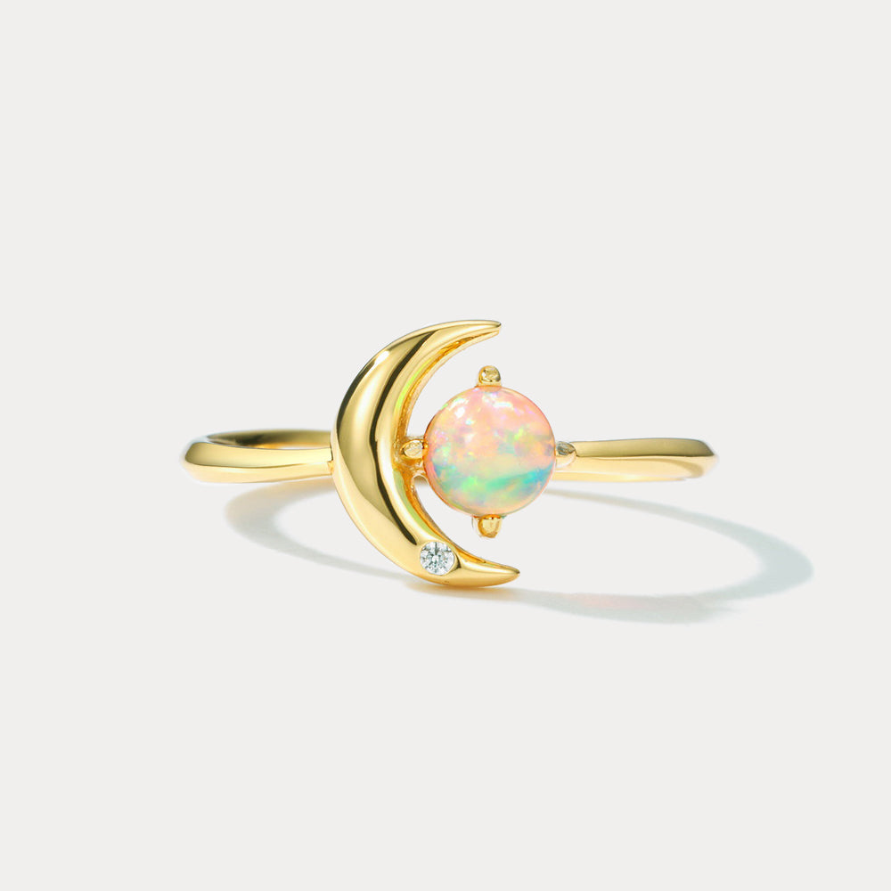Moon Star Opal Adjustable Ring
