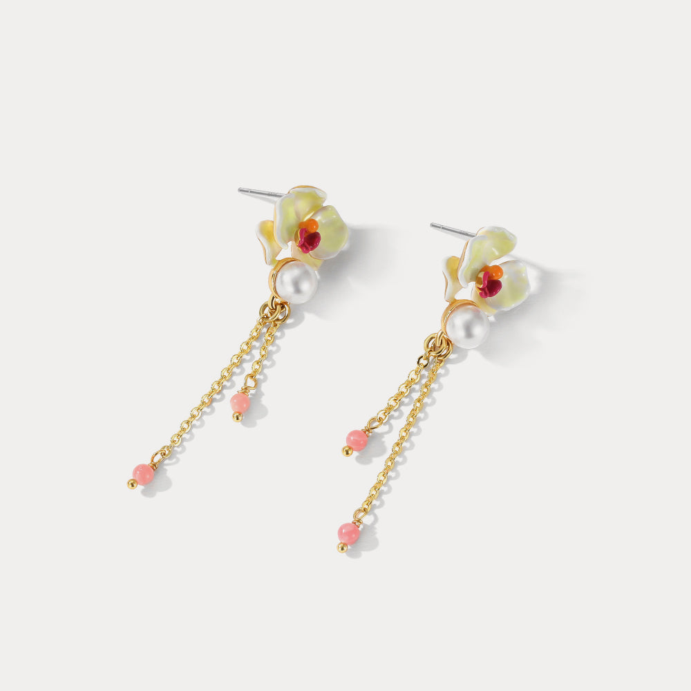 phalaenopsis drop tassel earrings