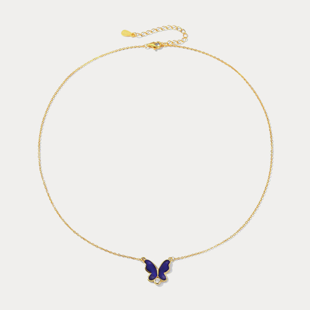 thermochromic butterfly enamel thin necklace