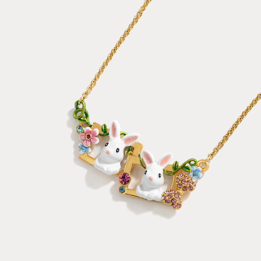 Garden Rabbit Flower Necklace