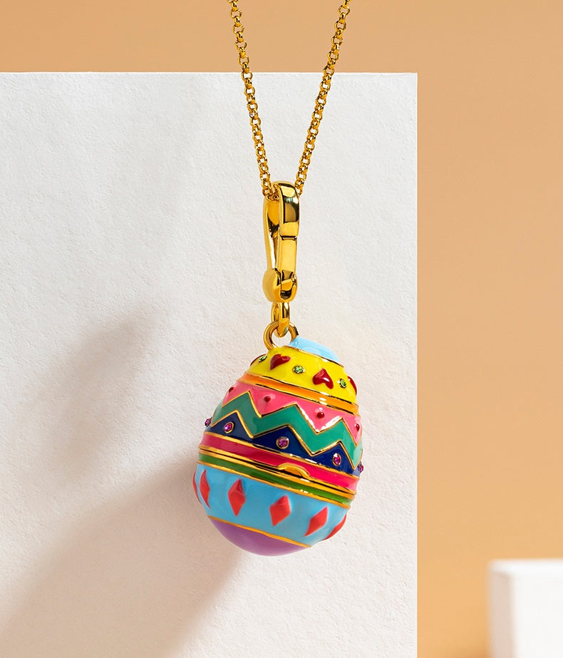 rabbit zodiac easter egg long pendant necklace