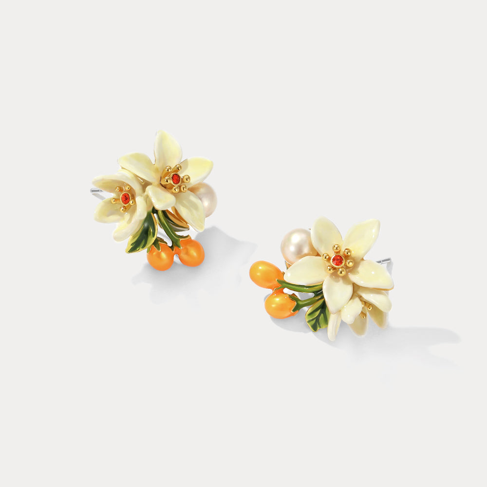 orange blossom earrings autumn jewelry