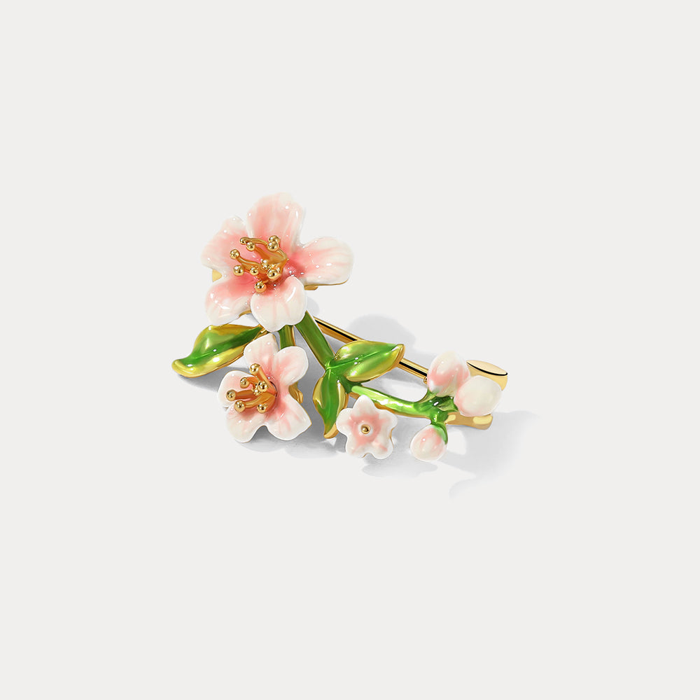 peach blossom leaves brooch