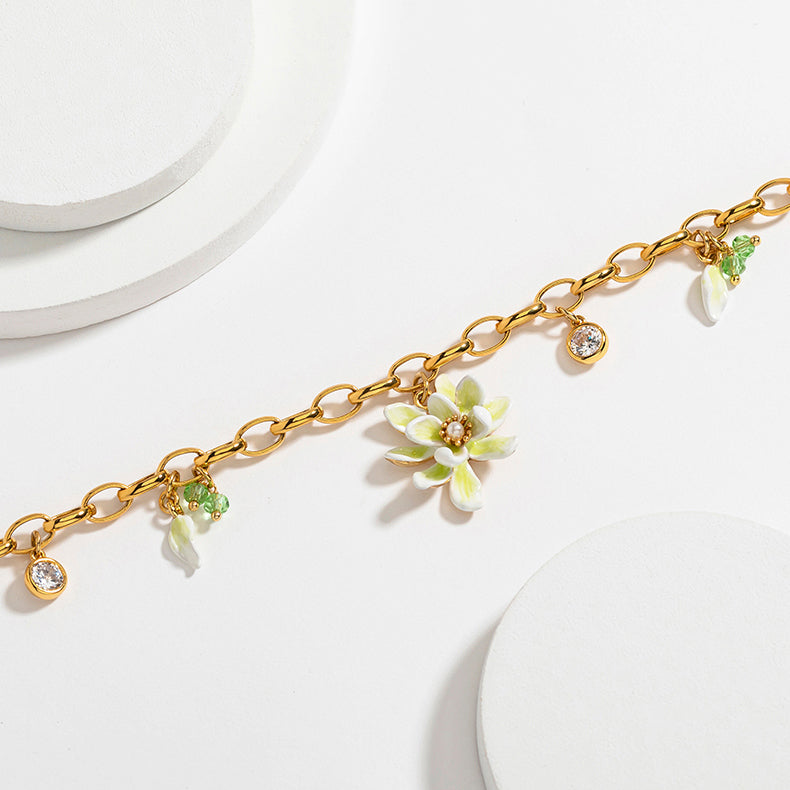 gardenia enamel bracelet