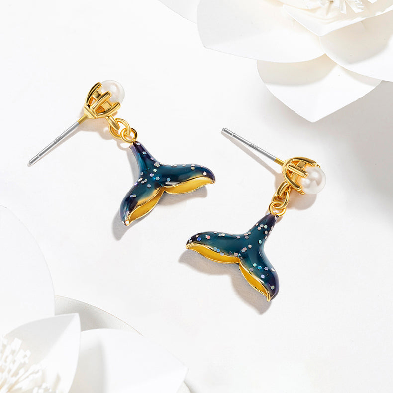 enamel mermaid tail earrings