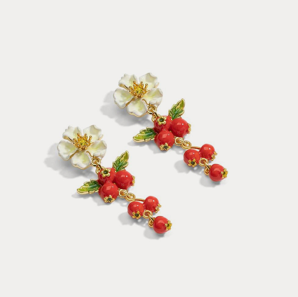 cranberry flowers nature earrings