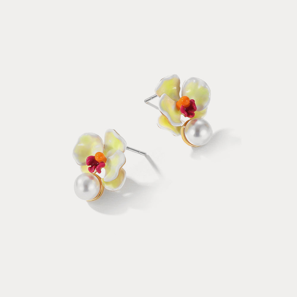 pearl phalaenopsis earrings