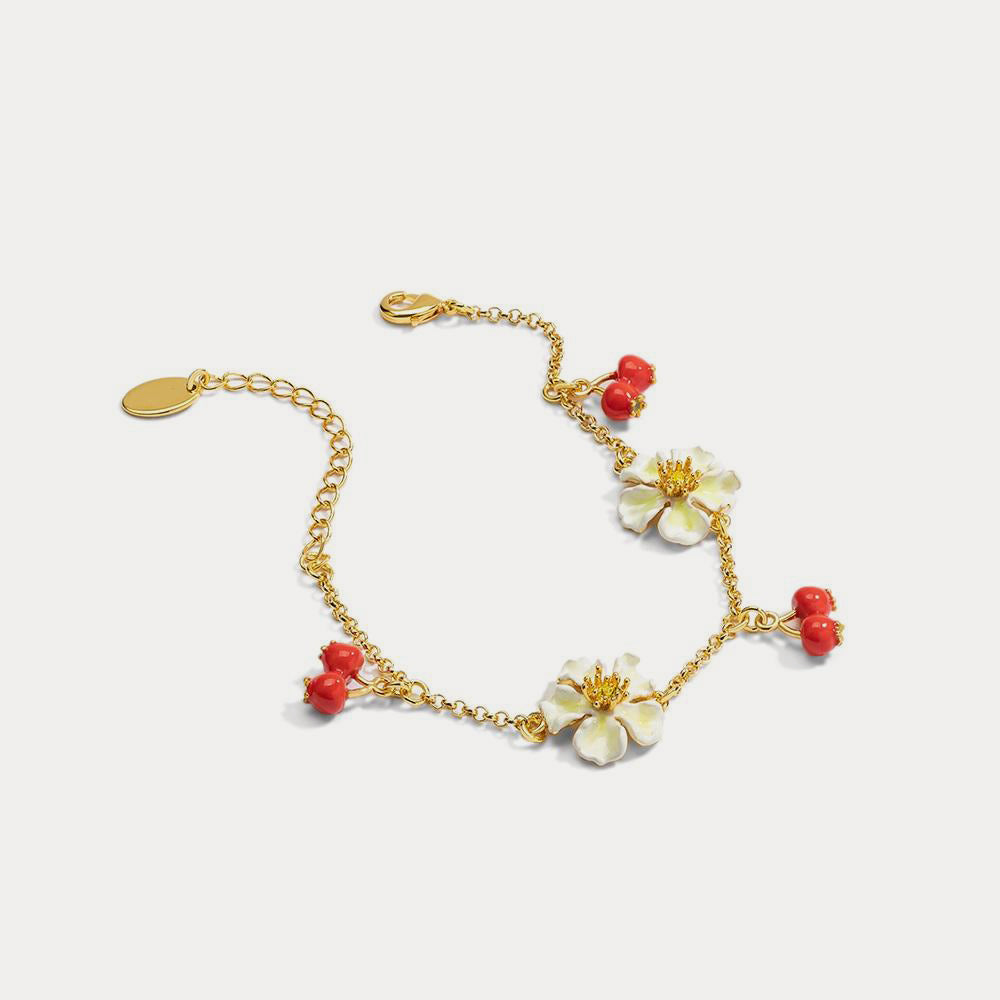 cranberry flowers thin bracelet