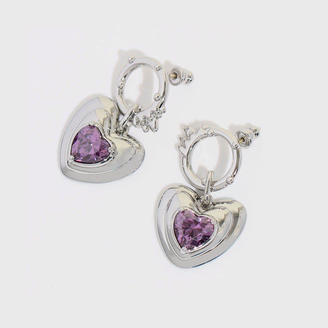 Selenichast love heart gem earrings