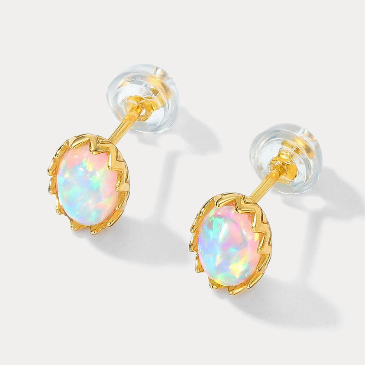 gold opal stud earrings