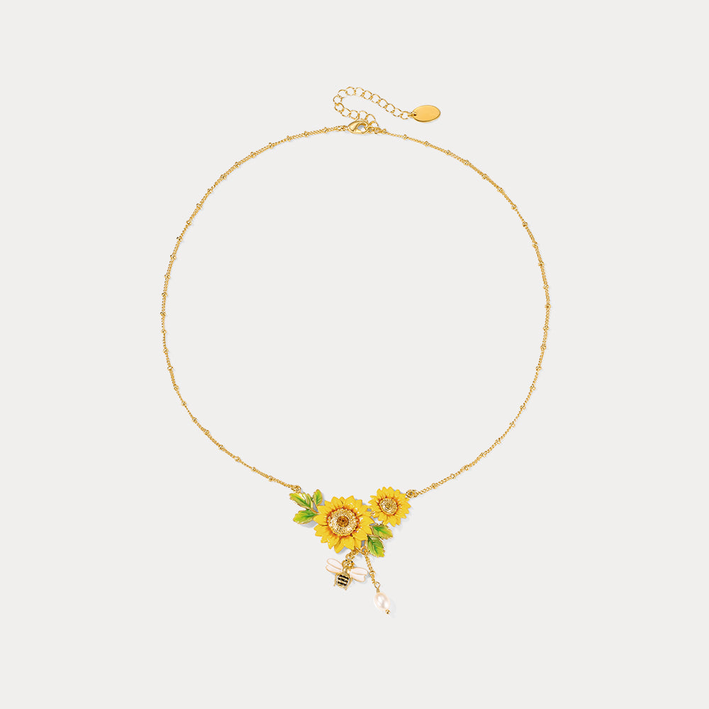 Sunflower & Bee Necklace for Girl