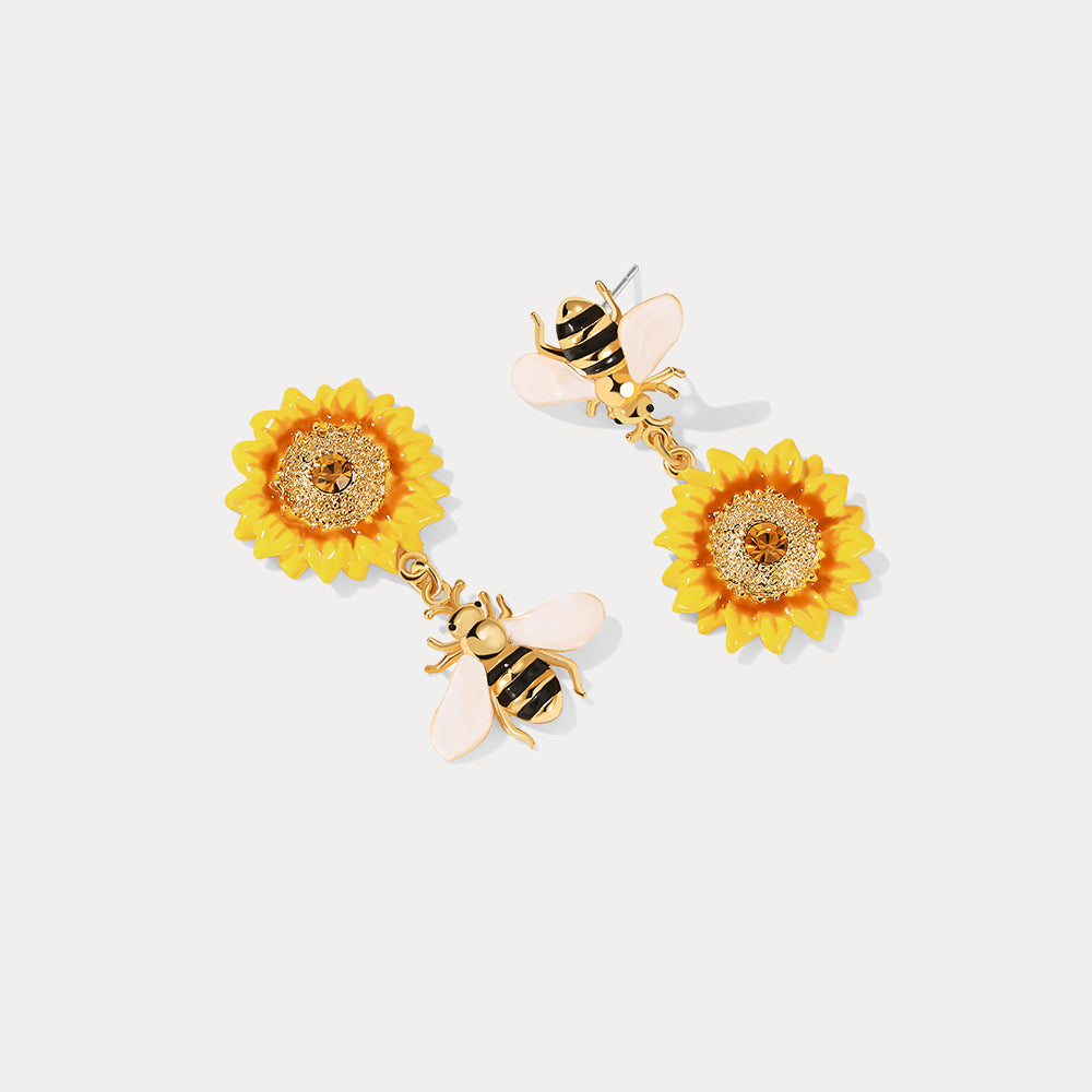 Sunflower & Bee Earrings for Influencer