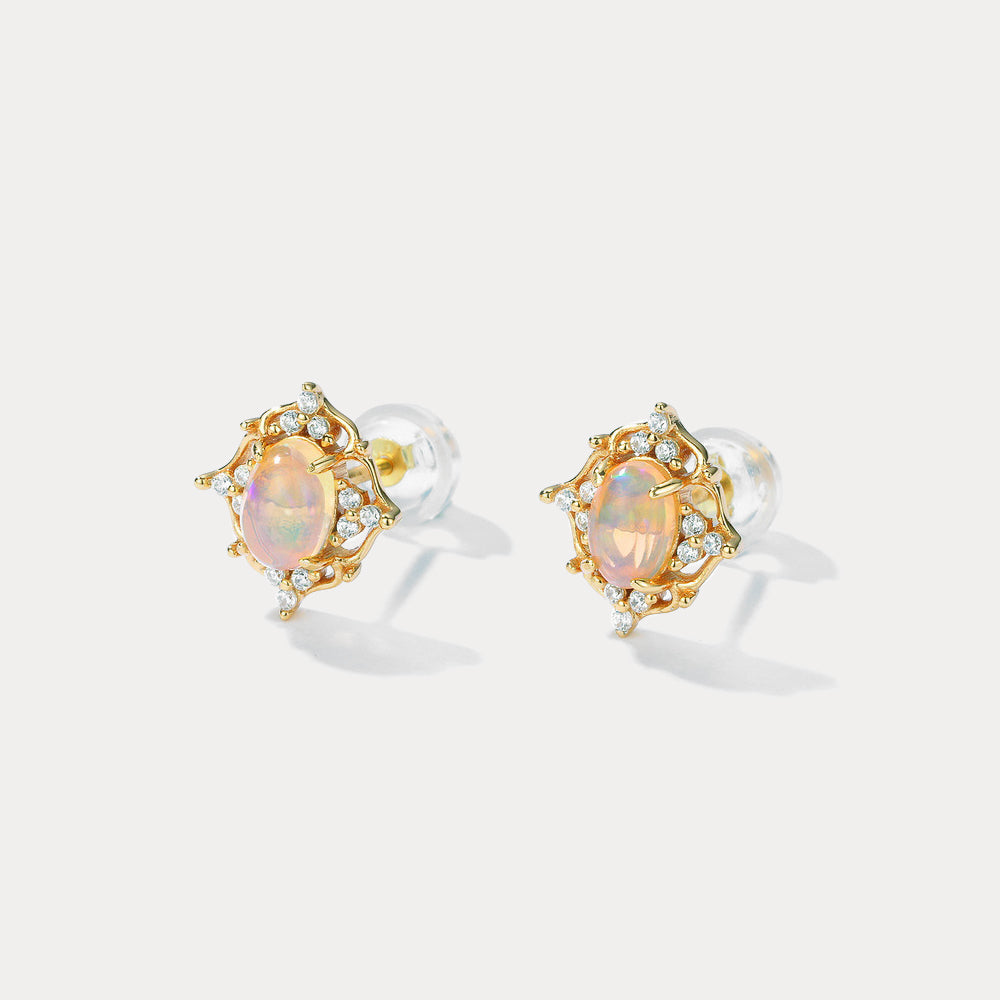Princess Opal Diamond Earrings