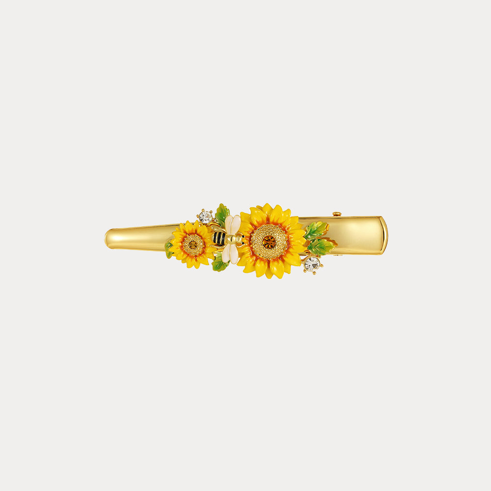 Gold Sunflower & Bee Hairpin