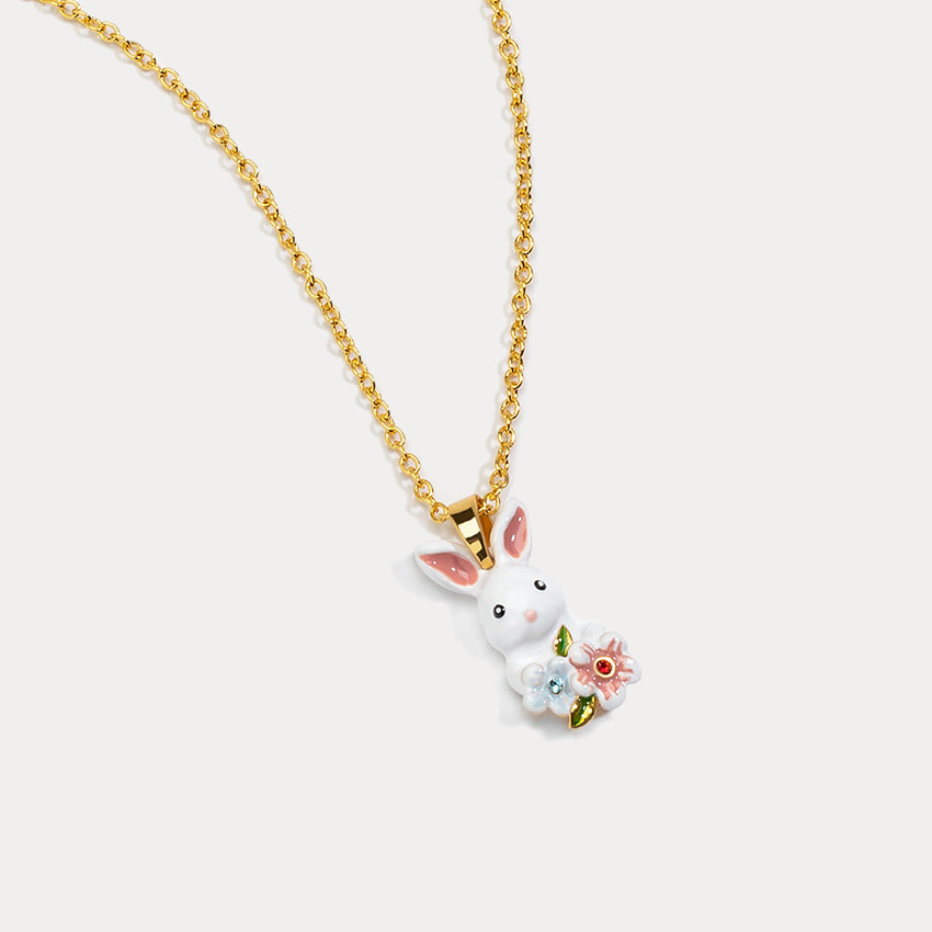 Rabbit Enamel Gold Necklace