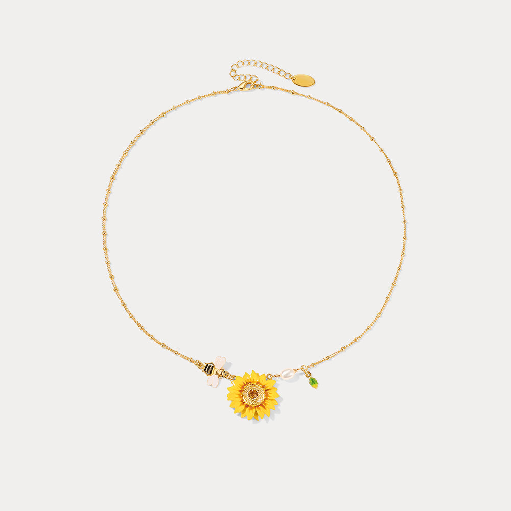 Sunflower & Bee Necklace for Girls