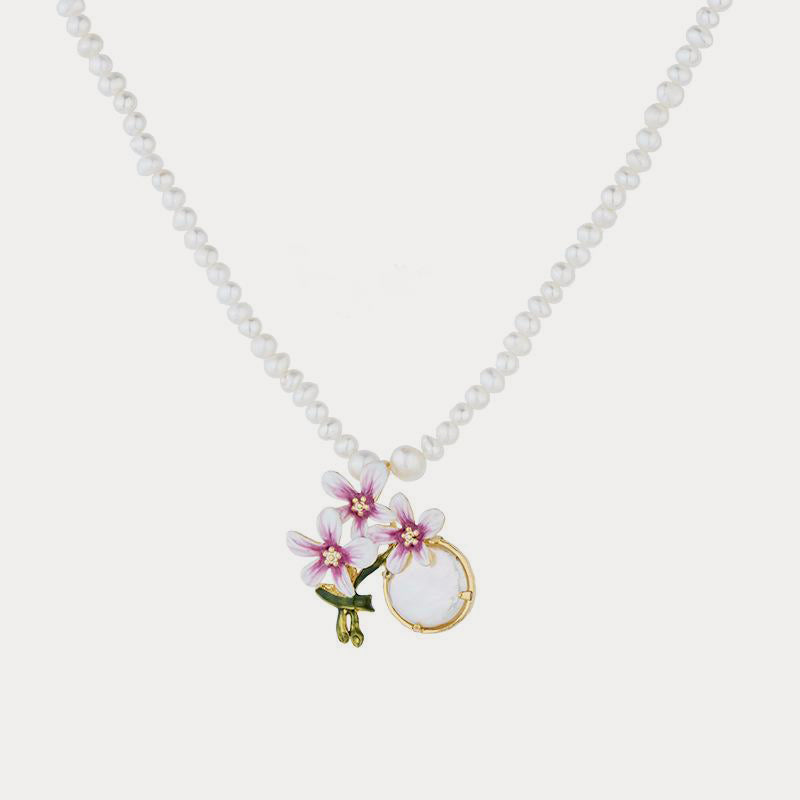 Selenichast pear flower enamel necklace