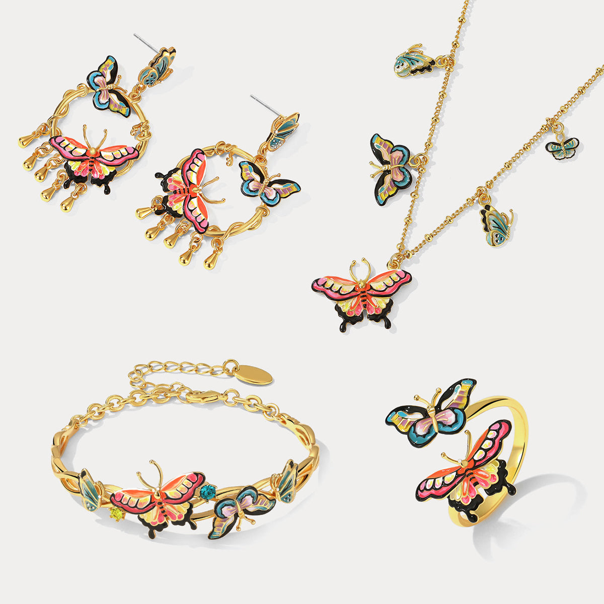 butterfly gold jewelry set